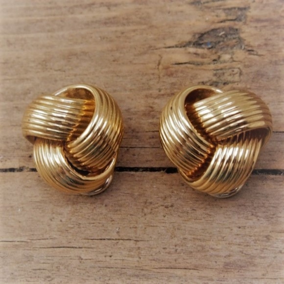 🌟HP🌟Italian 750/18k Gold Love Knot Earrings 8 gm - Picture 2 of 5